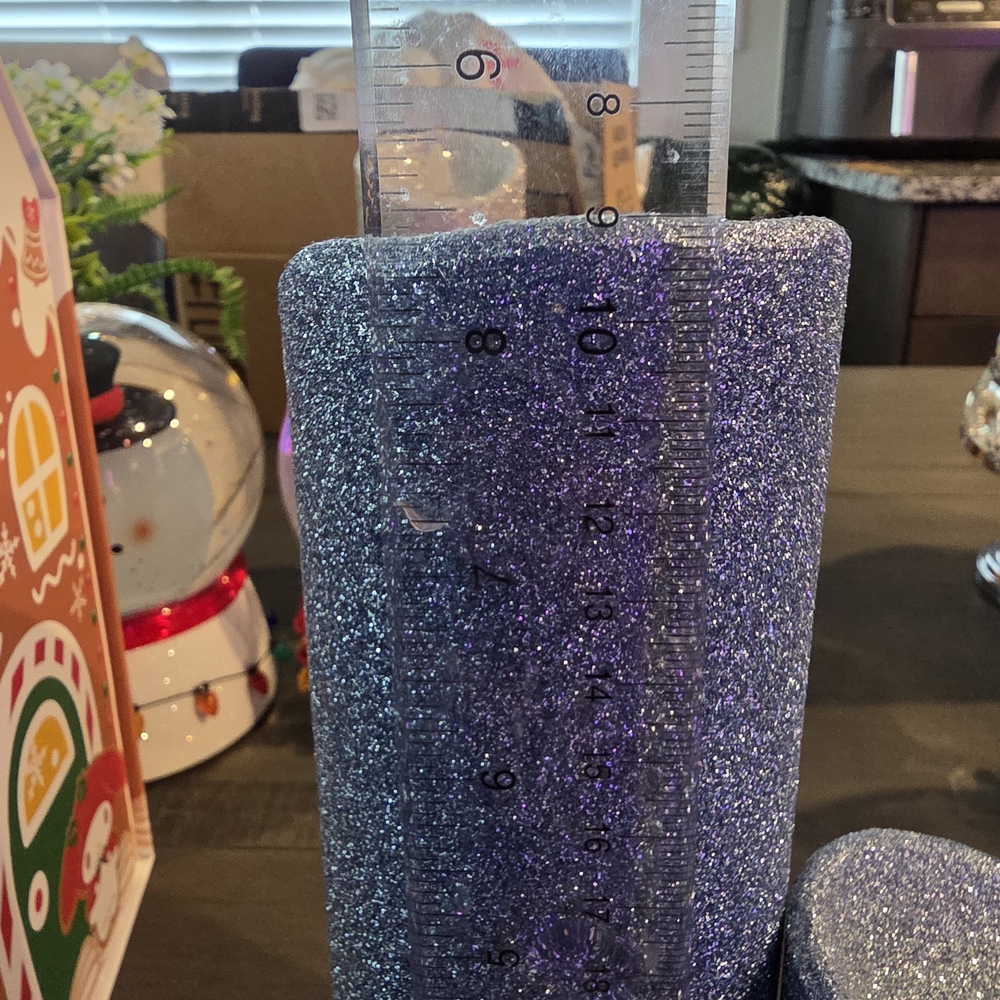 Glittery Blue Flameless Candles